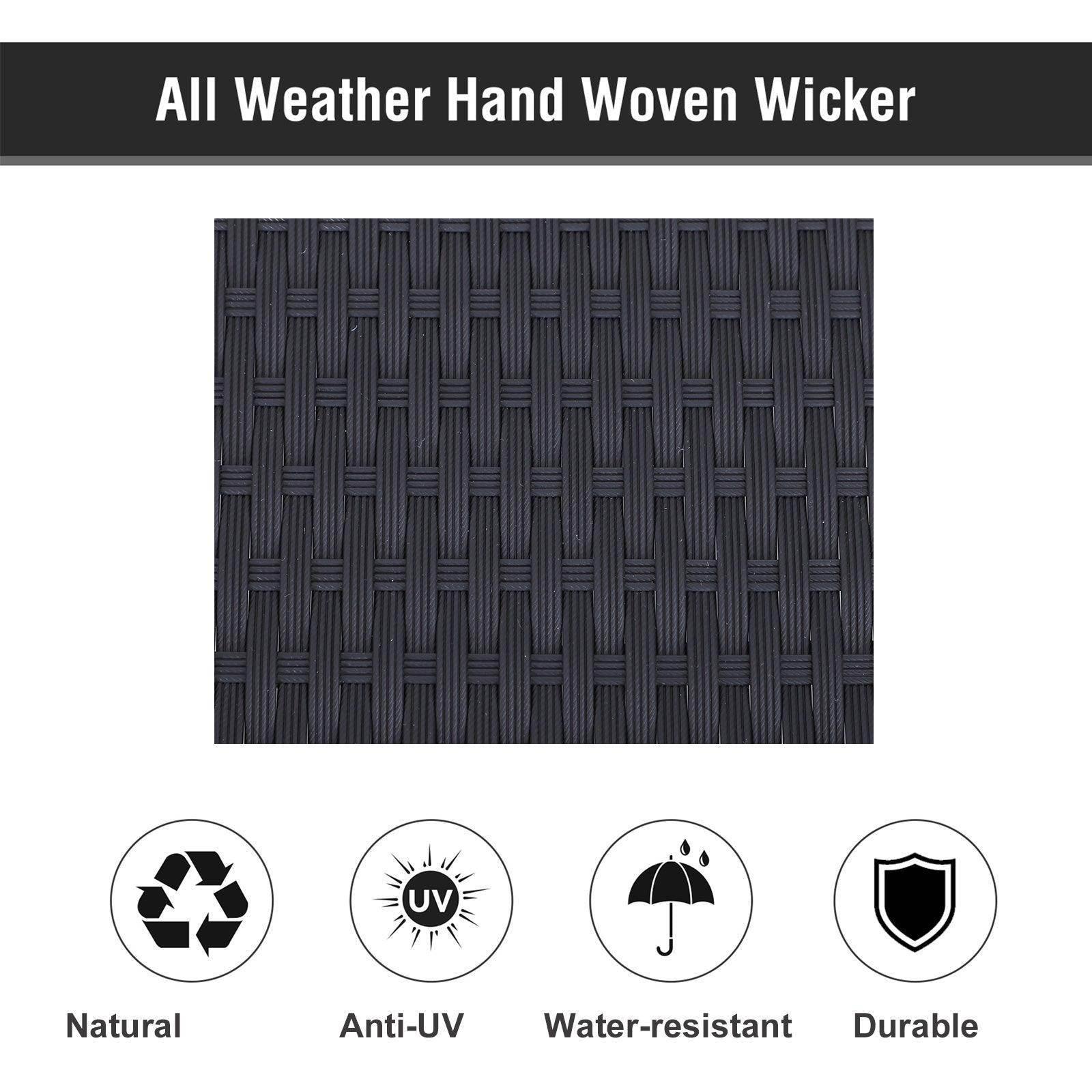 Outsunny Garden Double Rattan Sun Lounger - Black - ALL4U RETAILER LTD