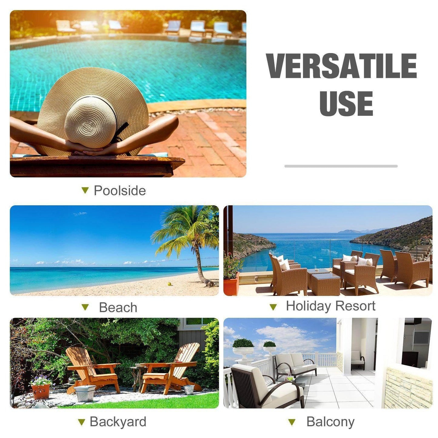 Outsunny Garden Double Rattan Sun Lounger - Black - ALL4U RETAILER LTD