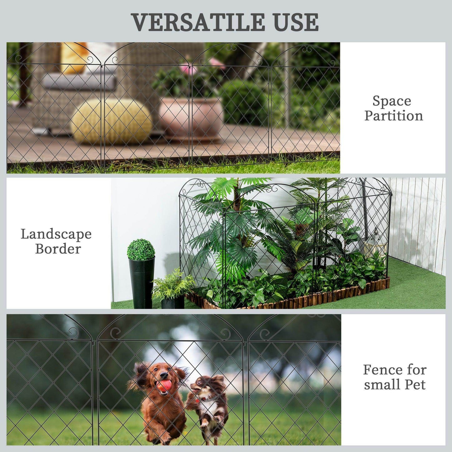 Outsunny Garden Fence Panels - Stylish Border Edging - ALL4U RETAILER LTD