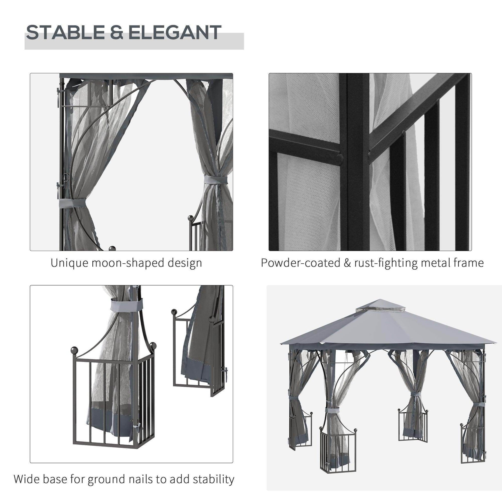 Outsunny Garden Gazebo - Shade Shelter for Outdoor Events - ALL4U RETAILER LTD