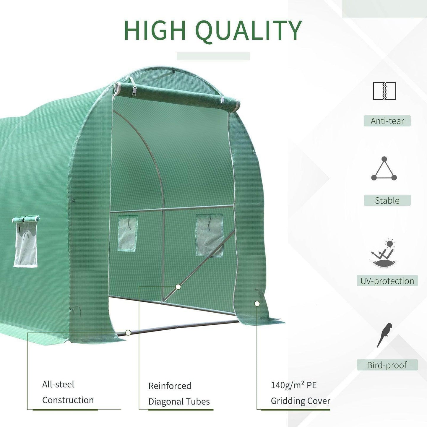 Outsunny Garden Greenhouse 4L x 2W x 2H - Durable Zipped Door - ALL4U RETAILER LTD