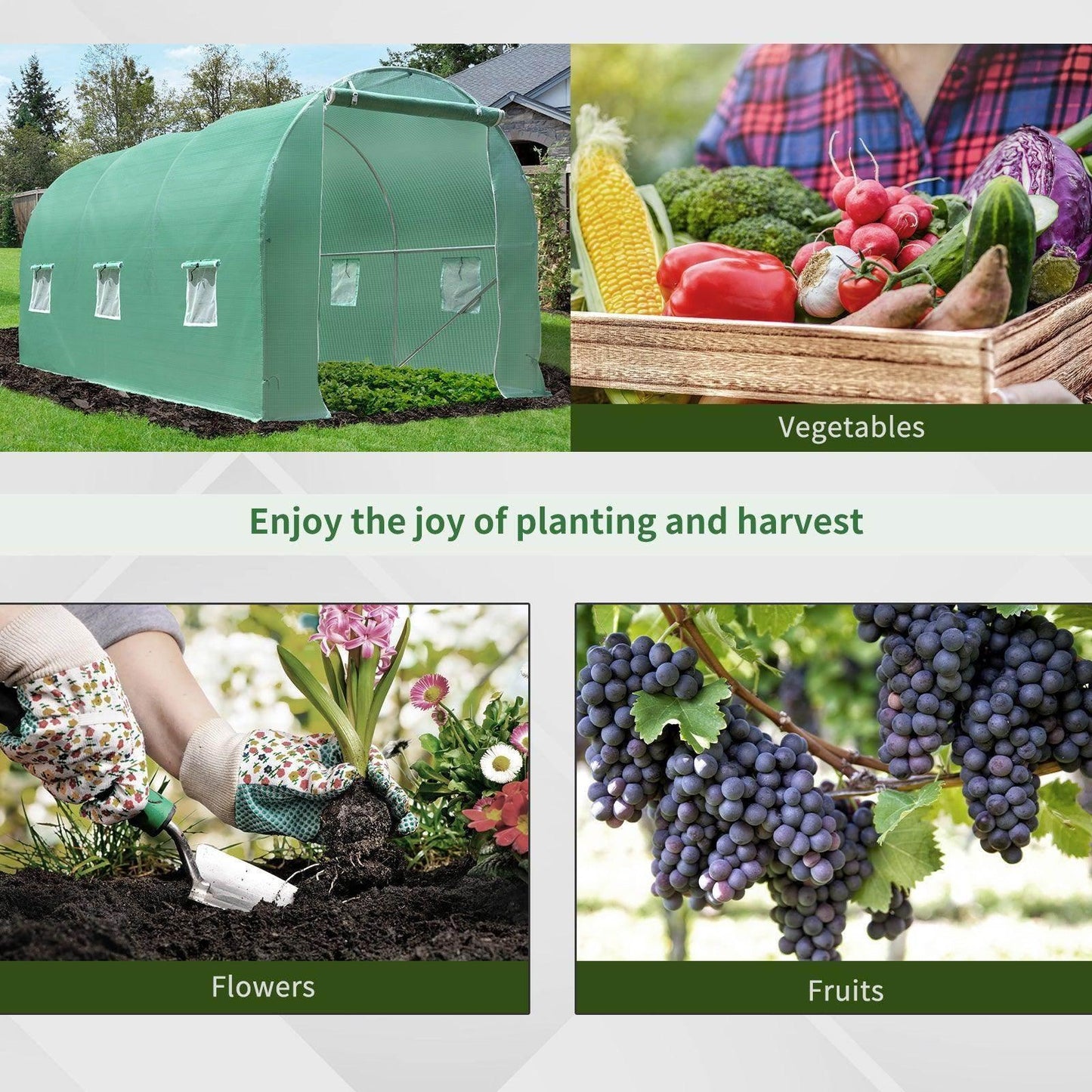 Outsunny Garden Greenhouse 4L x 2W x 2H - Durable Zipped Door - ALL4U RETAILER LTD