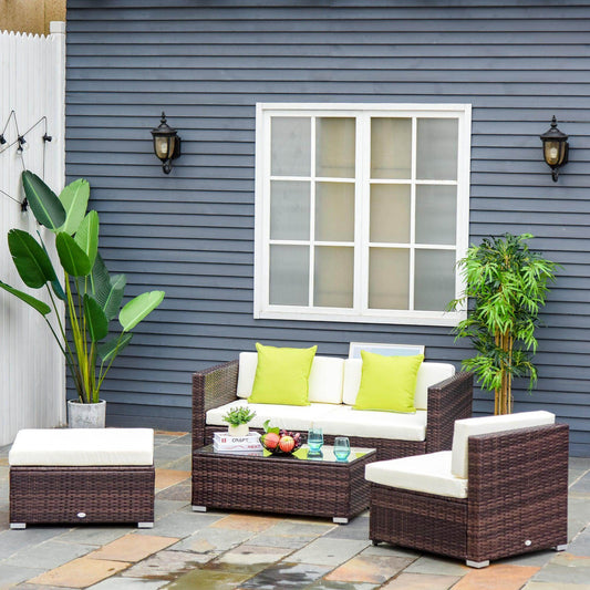 Outsunny Garden Rattan Sofa Set - 4-Seater - ALL4U RETAILER LTD