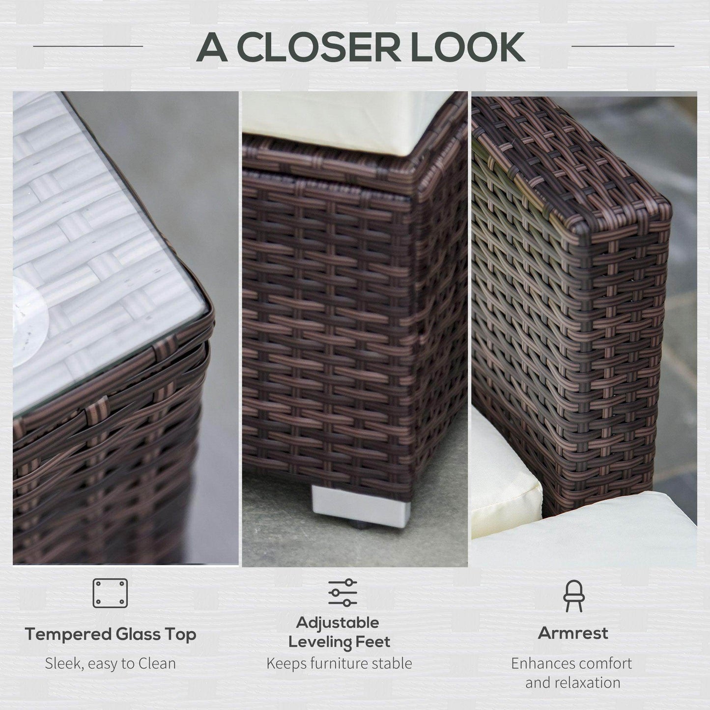 Outsunny Garden Rattan Sofa Set - 4-Seater - ALL4U RETAILER LTD