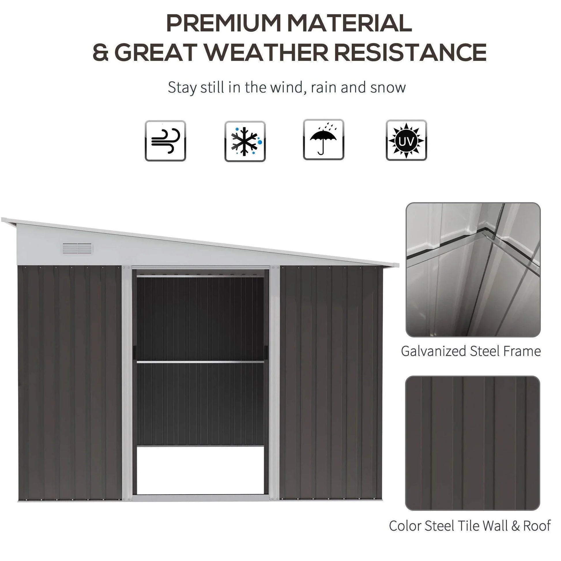 Outsunny Garden Shed - Spacious Metal Tool House - ALL4U RETAILER LTD