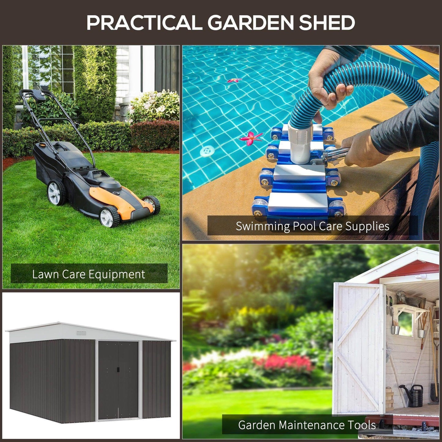 Outsunny Garden Shed - Spacious Metal Tool House - ALL4U RETAILER LTD