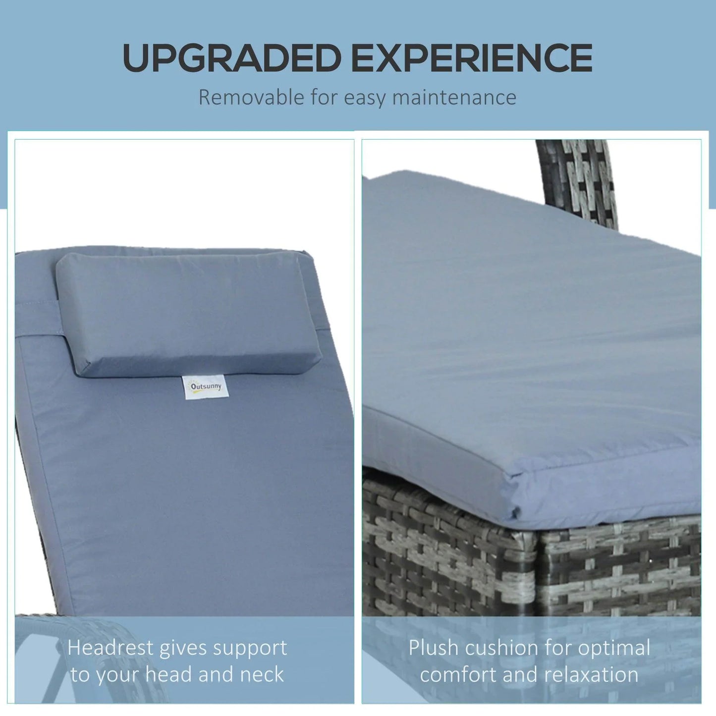 Outsunny Garden Sun Lounger Recliner Bed - Grey - ALL4U RETAILER LTD