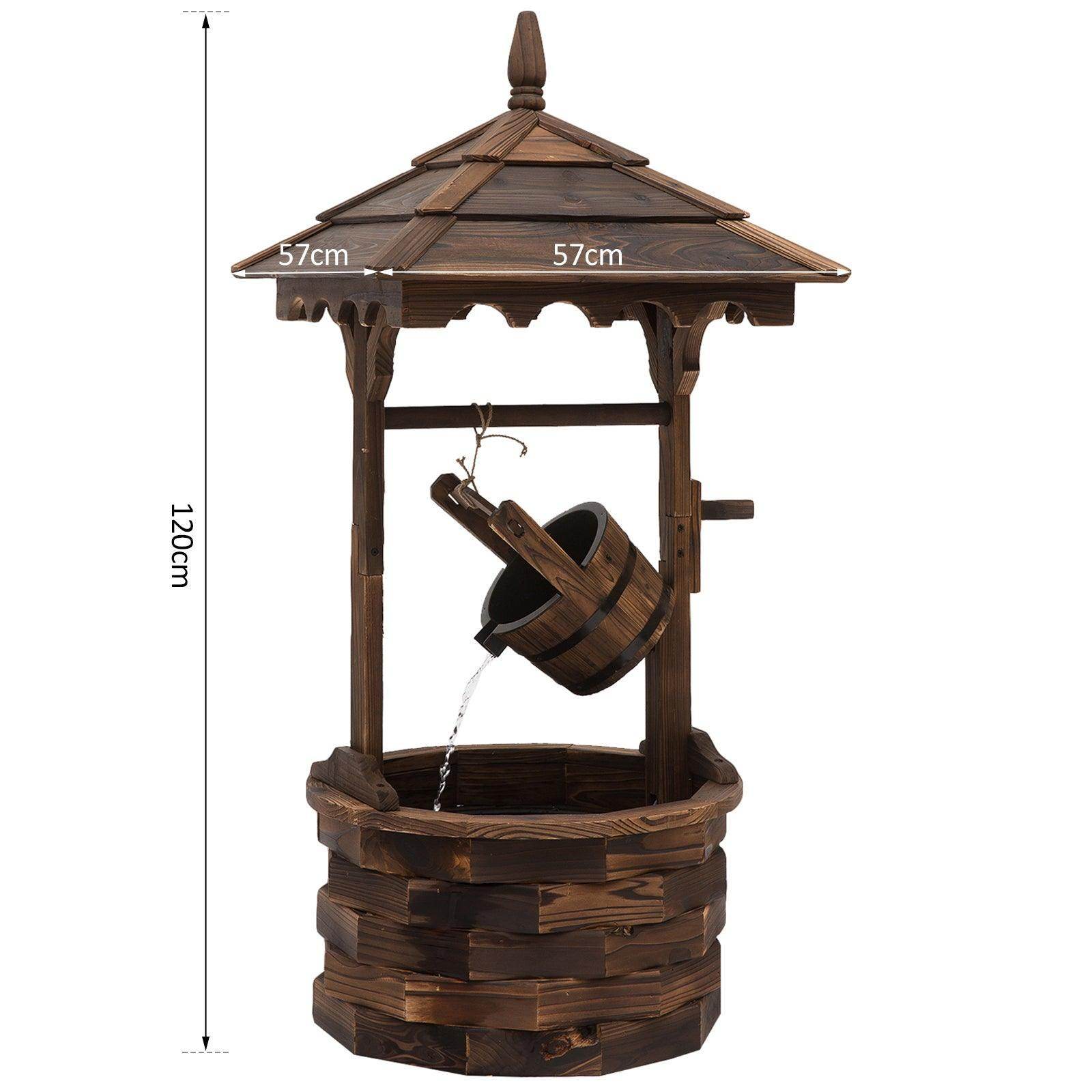 Outsunny Garden Wishing Well Waterfall - Rustic Fir Wood - ALL4U RETAILER LTD