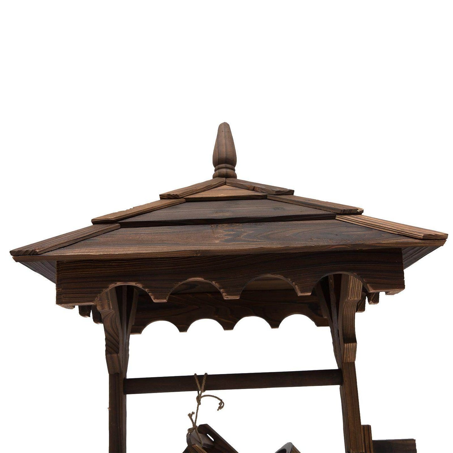 Outsunny Garden Wishing Well Waterfall - Rustic Fir Wood - ALL4U RETAILER LTD