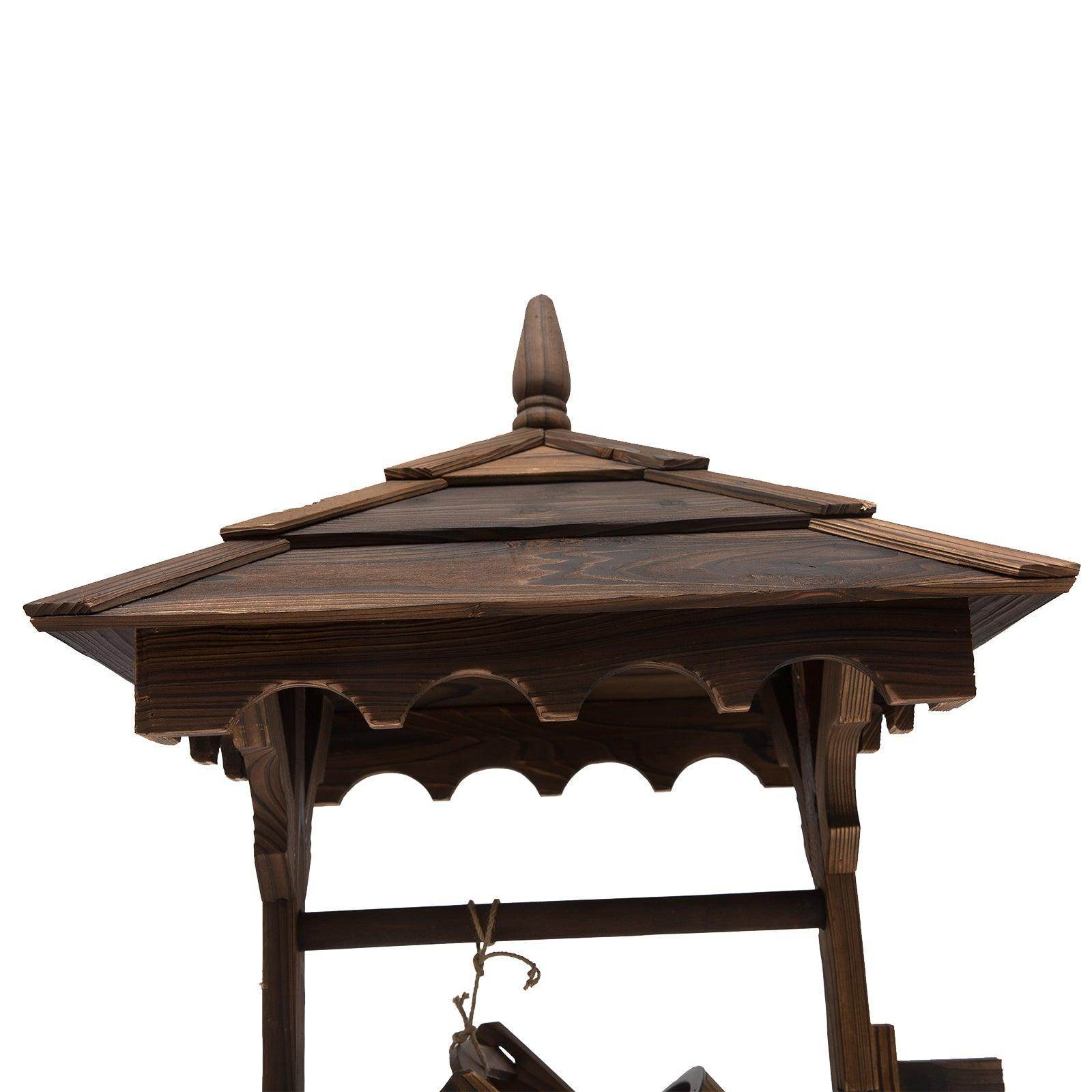 Outsunny Garden Wishing Well Waterfall - Rustic Fir Wood - ALL4U RETAILER LTD