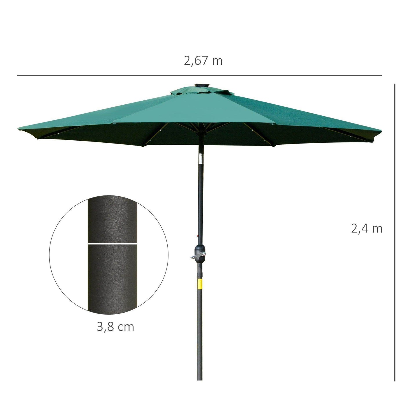 Outsunny Green Patio Umbrella with LED Lights - ALL4U RETAILER LTD