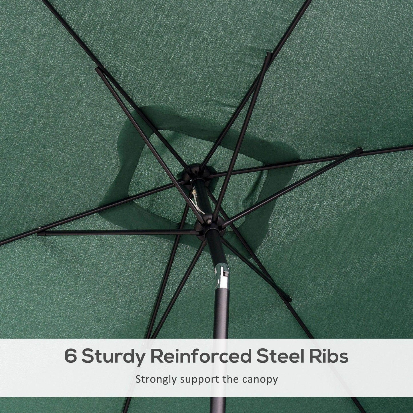 Outsunny Green Patio Umbrella with Tilt Crank - 3x2m - ALL4U RETAILER LTD