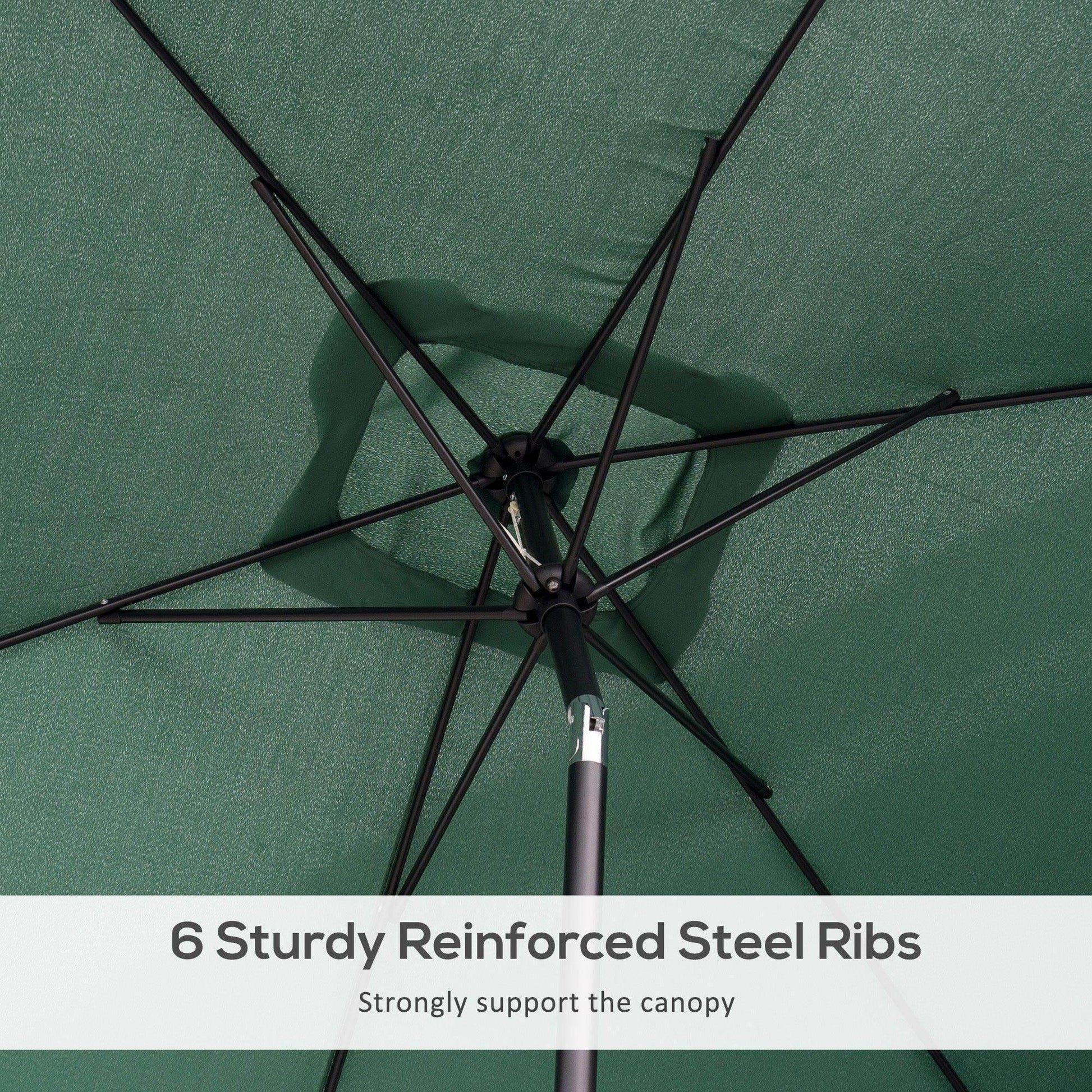 Outsunny Green Patio Umbrella with Tilt Crank - 3x2m - ALL4U RETAILER LTD