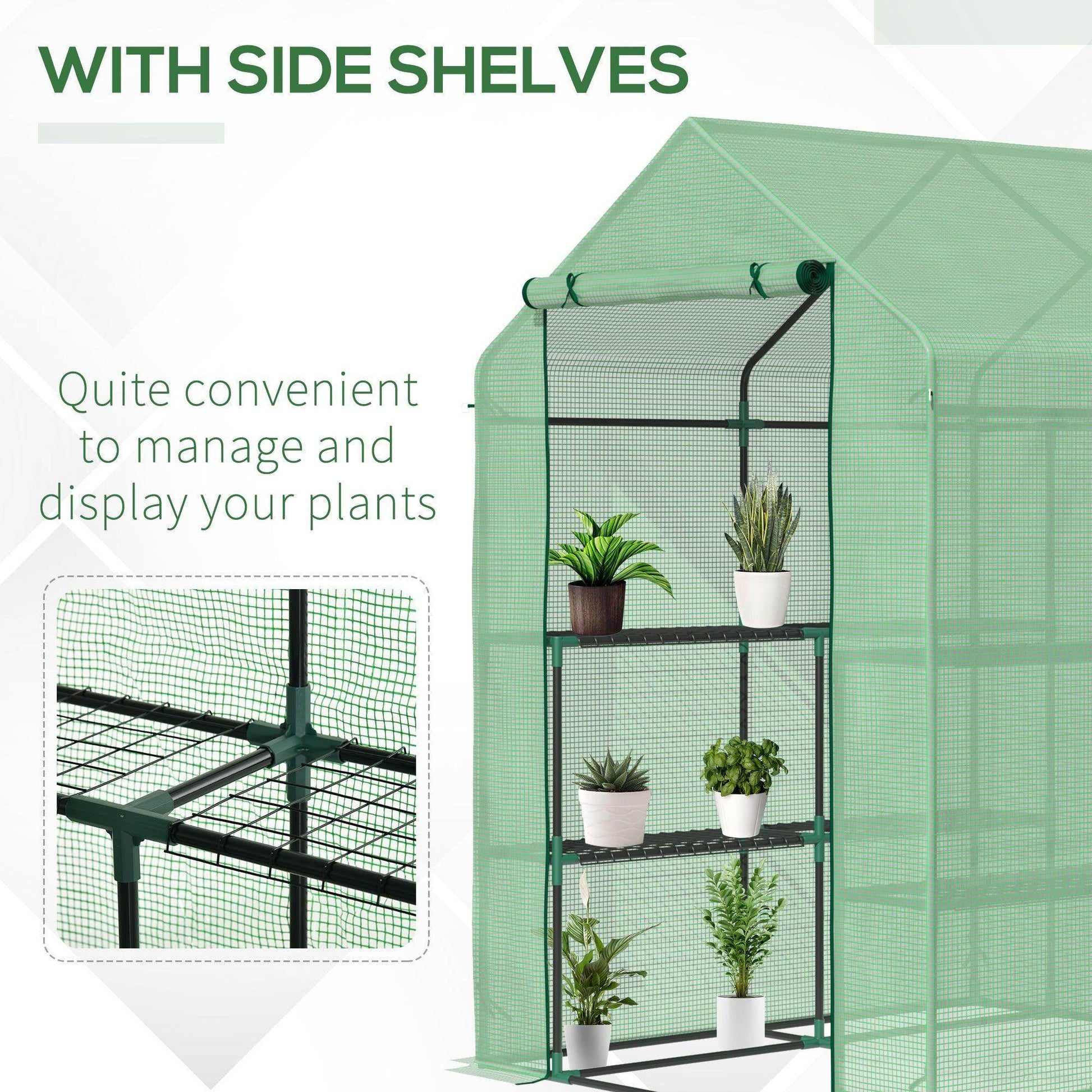 Outsunny Greenhouse with Shelves - 143x138x190cm - ALL4U RETAILER LTD