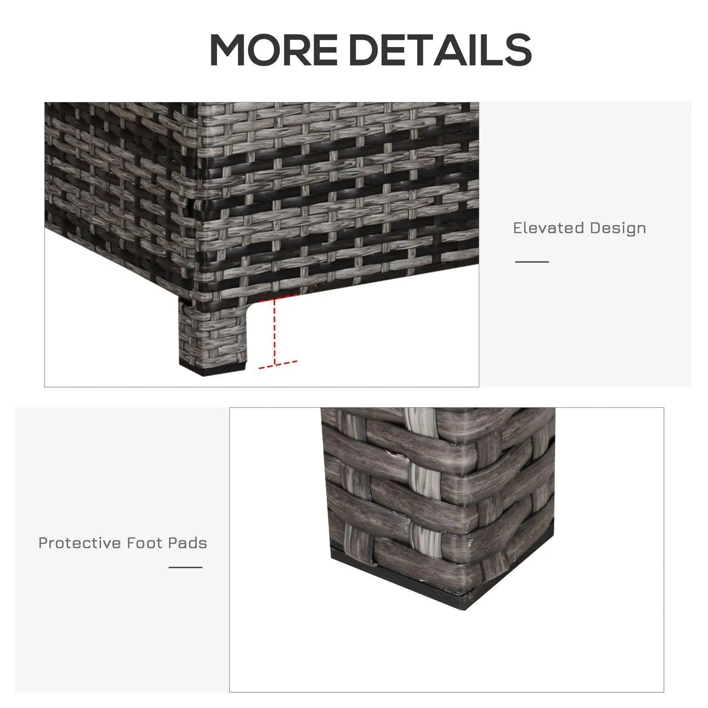 Outsunny Grey Rattan Patio Coffee Table with Glass Top - ALL4U RETAILER LTD