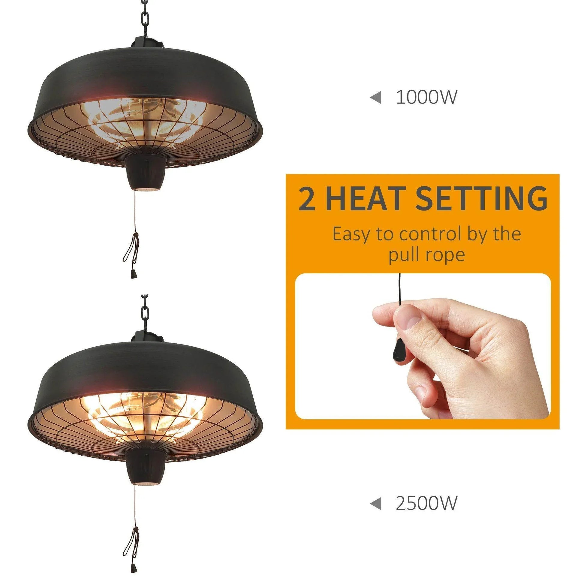 Outsunny Hanging Mount Electric Heater - ALL4U RETAILER LTD