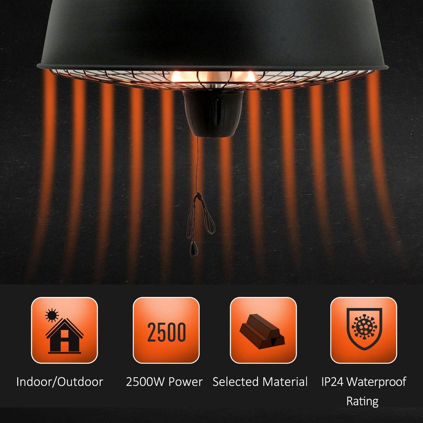 Outsunny Hanging Mount Electric Heater - ALL4U RETAILER LTD