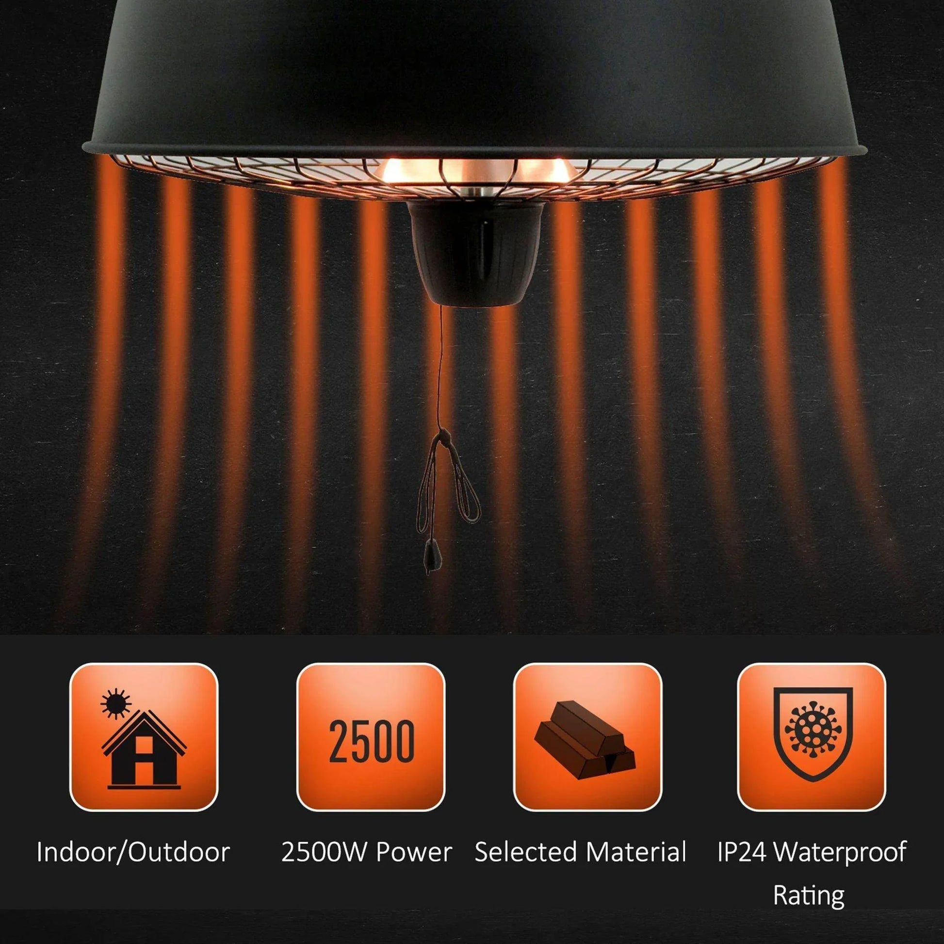 Outsunny Hanging Mount Electric Heater - ALL4U RETAILER LTD