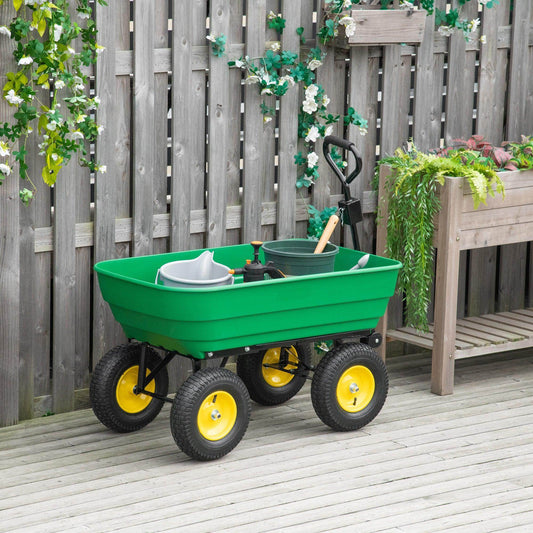 Outsunny Heavy Duty Garden Trolley - Green - ALL4U RETAILER LTD