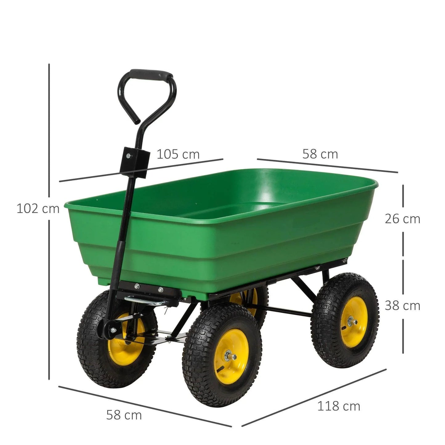 Outsunny Heavy Duty Garden Trolley - Green - ALL4U RETAILER LTD