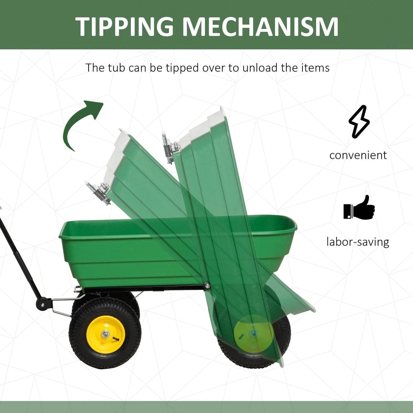 Outsunny Heavy Duty Garden Trolley - Green - ALL4U RETAILER LTD