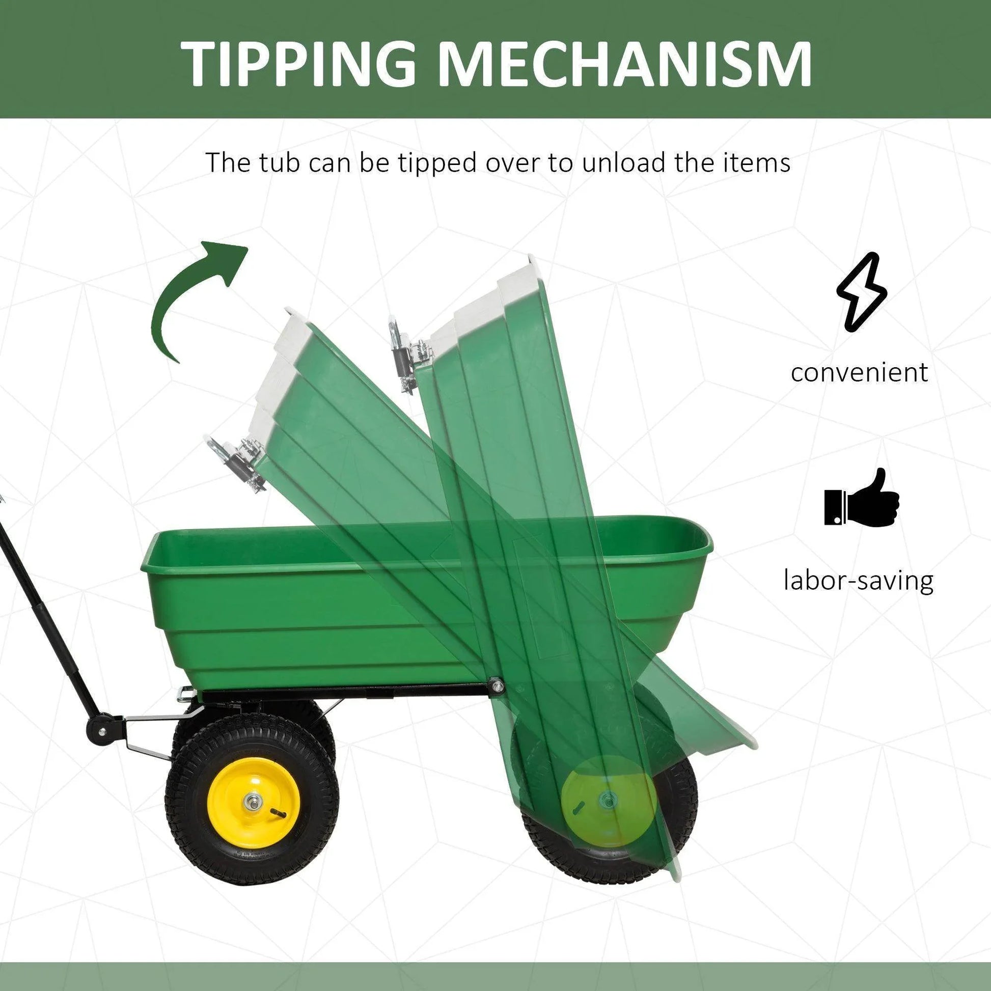 Outsunny Heavy Duty Garden Trolley - Green - ALL4U RETAILER LTD