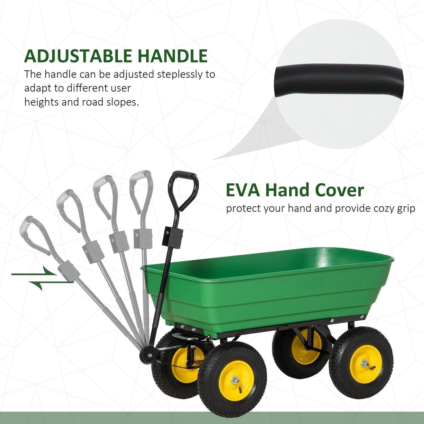 Outsunny Heavy Duty Garden Trolley - Green - ALL4U RETAILER LTD