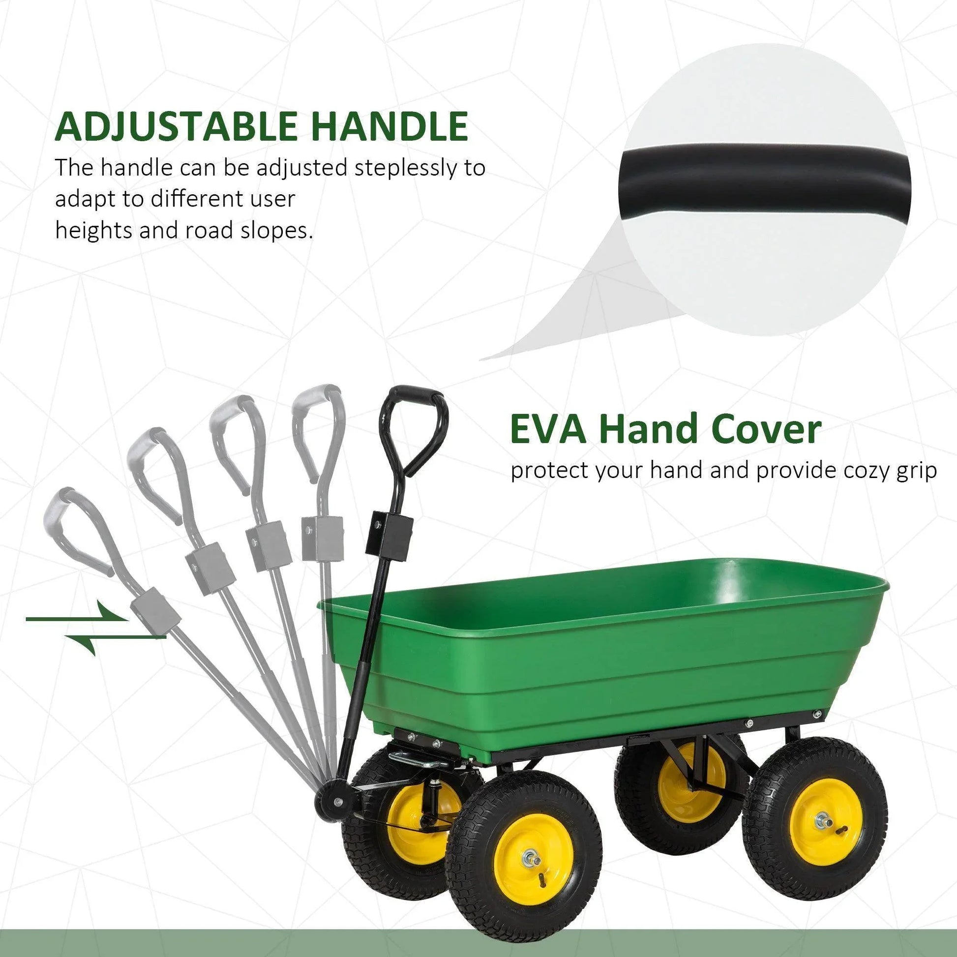 Outsunny Heavy Duty Garden Trolley - Green - ALL4U RETAILER LTD