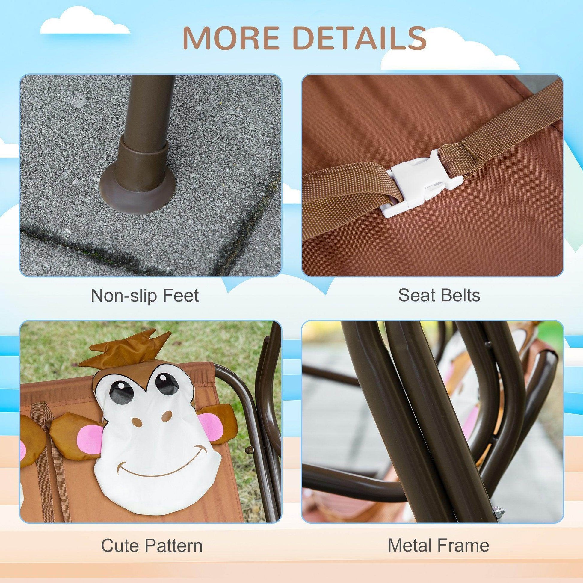 Outsunny Kids Outdoor Swing Chair with Adjustable Awning - ALL4U RETAILER LTD