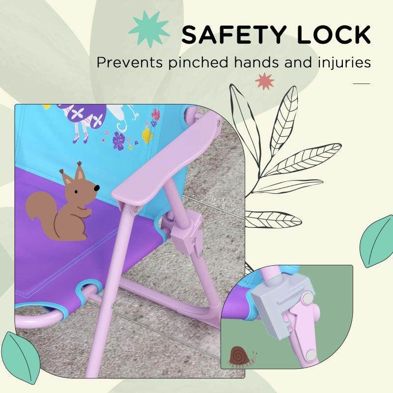 Outsunny Kids Picnic Table and Chair Set - Fairy Themed Outdoor Garden Furniture with Foldable Chairs and Adjustable Parasol - ALL4U RETAILER LTD