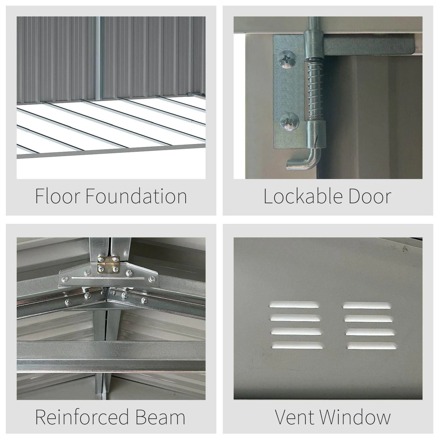 Outsunny Lockable Outdoor Tool Shed - 14 x 9 ft - Grey - ALL4U RETAILER LTD