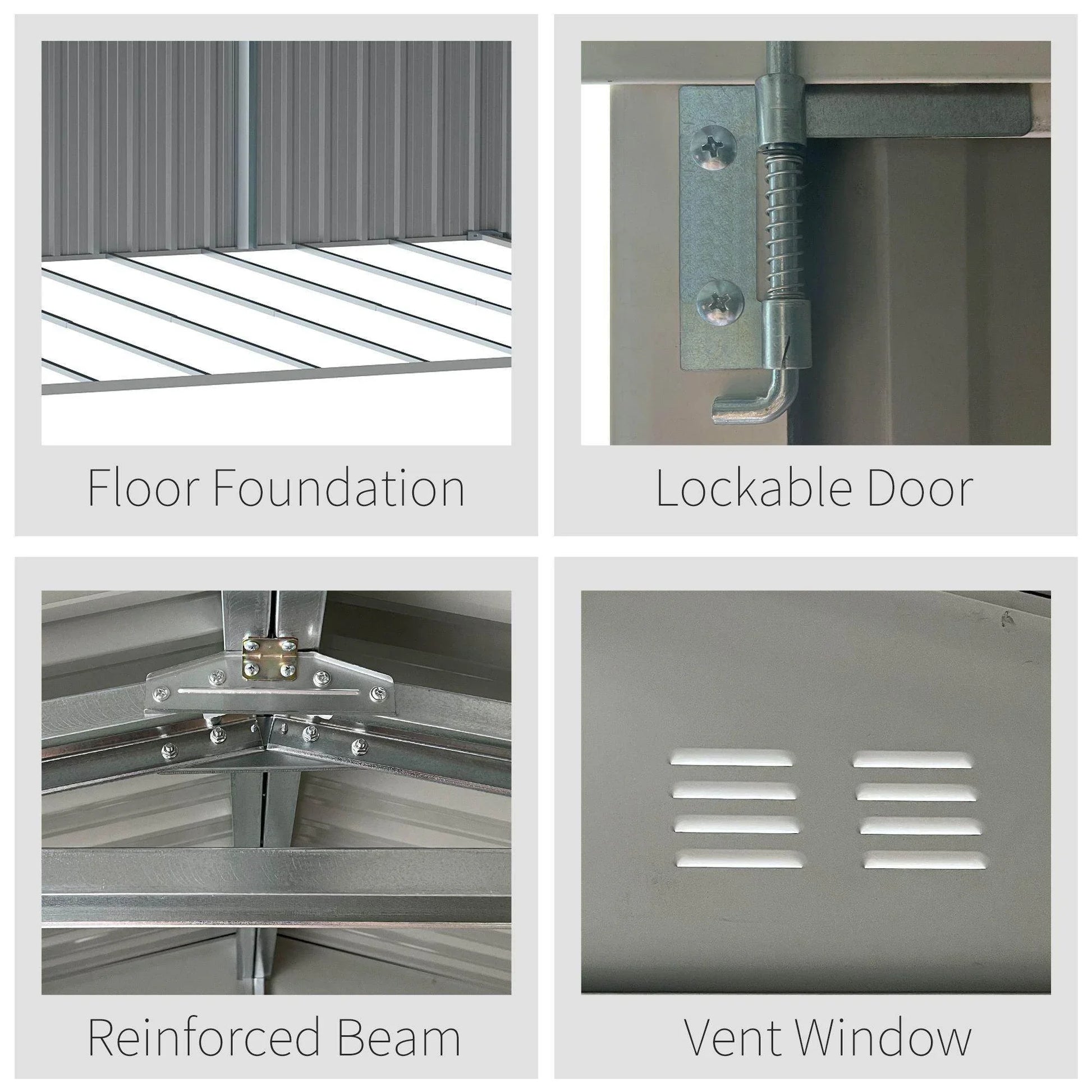 Outsunny Lockable Outdoor Tool Shed - 14 x 9 ft - Grey - ALL4U RETAILER LTD