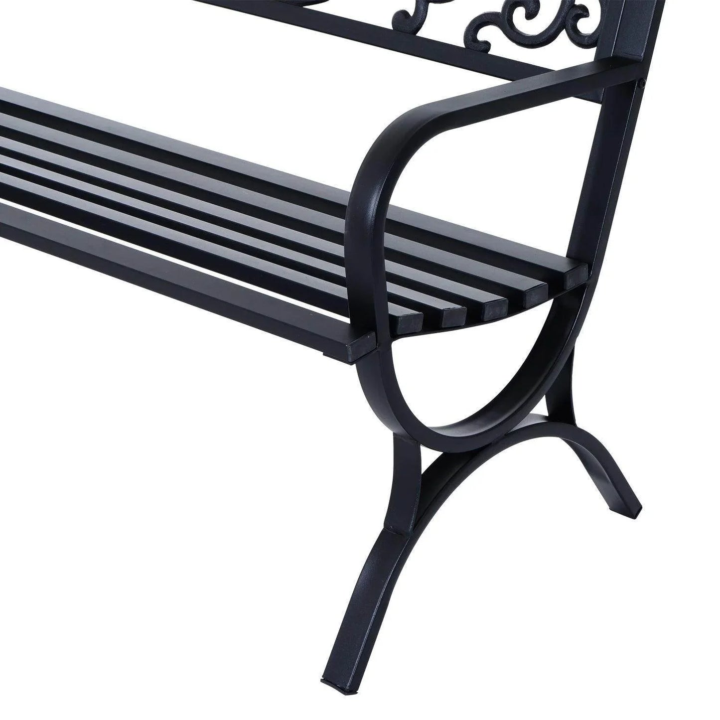 Outsunny Metal Garden Bench Outdoor Patio Loveseat Black - ALL4U RETAILER LTD