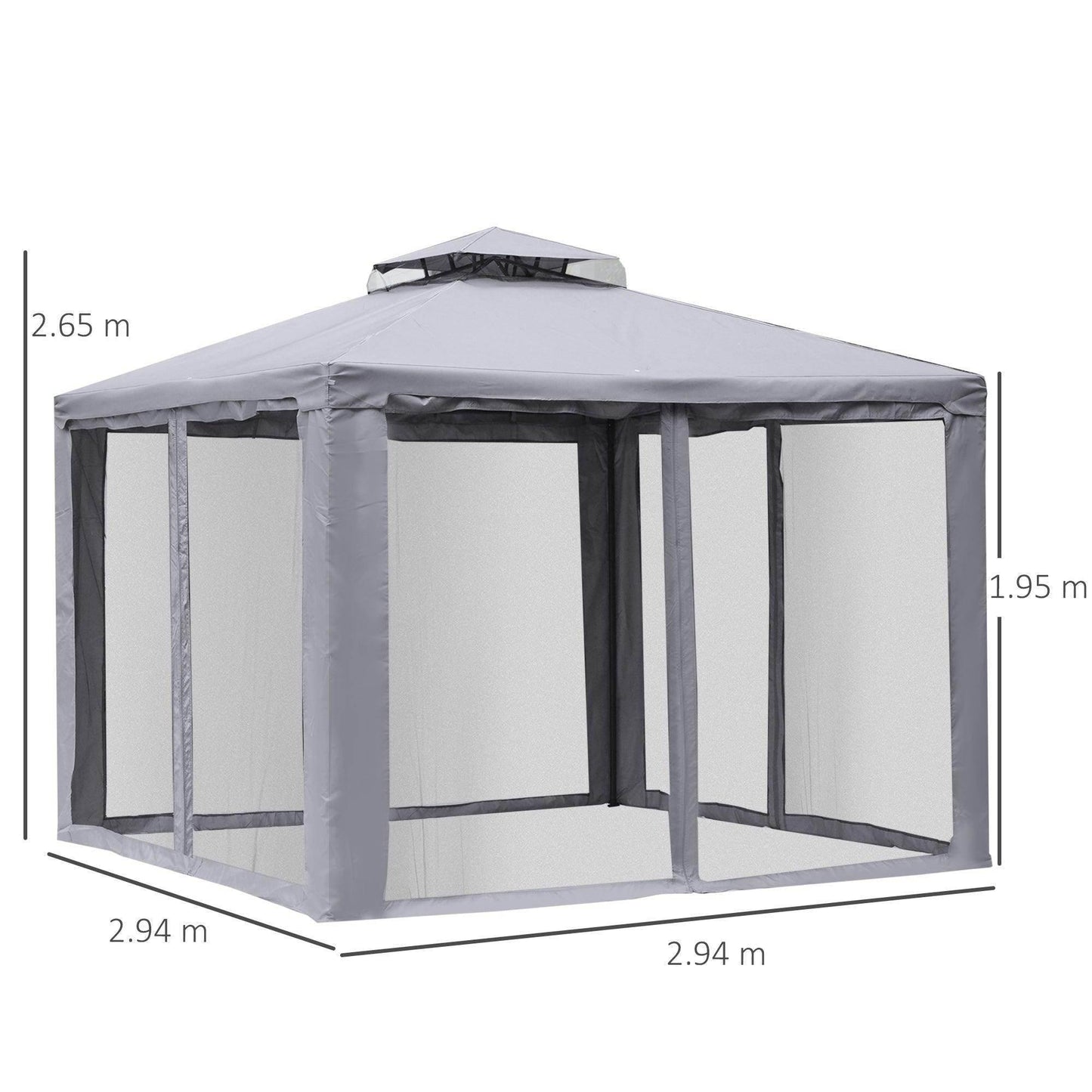 Outsunny Metal Gazebo - 3x3m Roof Tent - ALL4U RETAILER LTD
