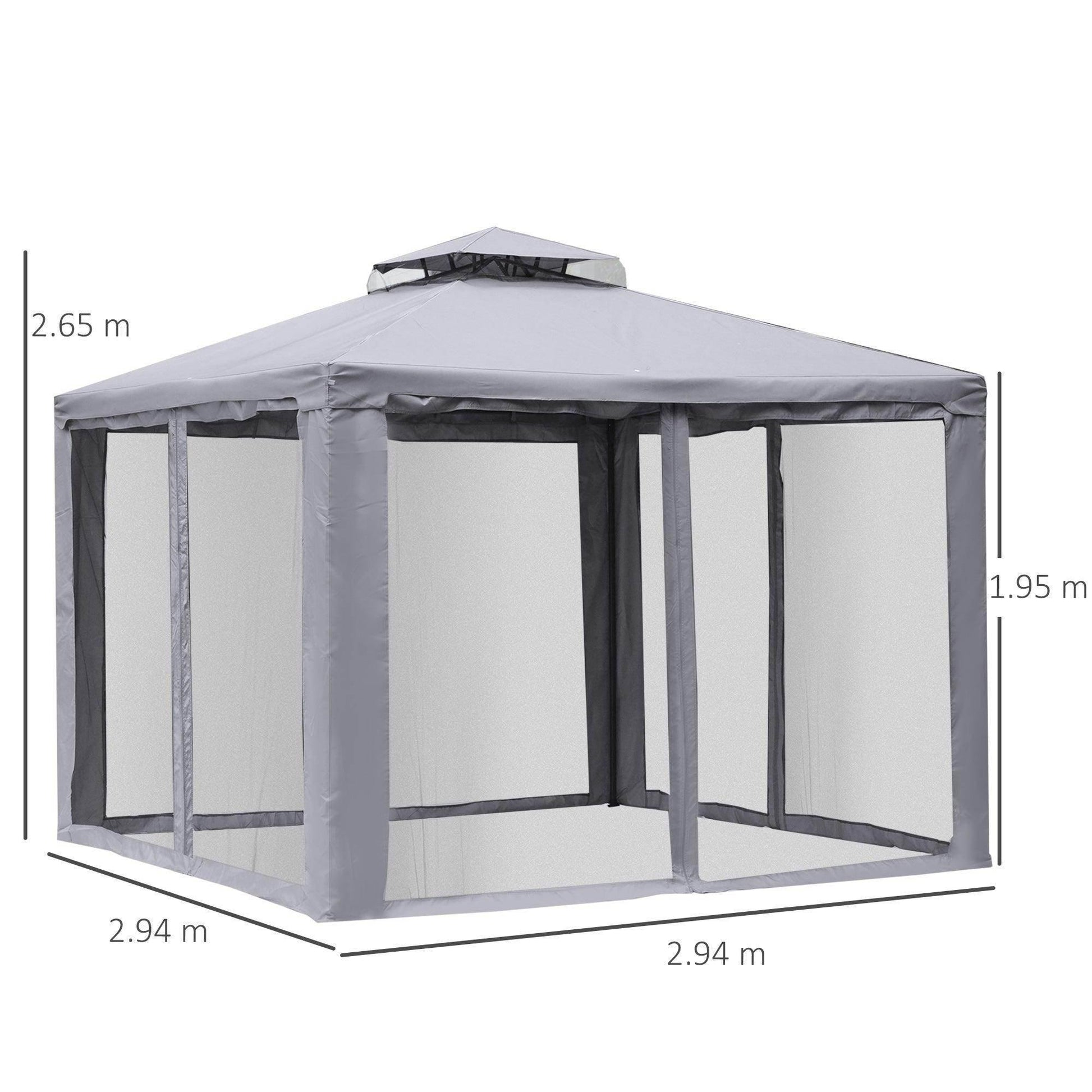 Outsunny Metal Gazebo - 3x3m Roof Tent - ALL4U RETAILER LTD