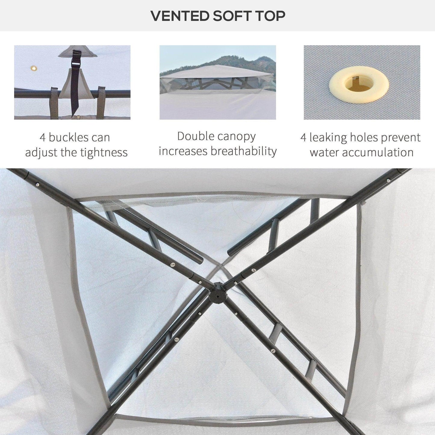 Outsunny Metal Gazebo - 3x3m Roof Tent - ALL4U RETAILER LTD