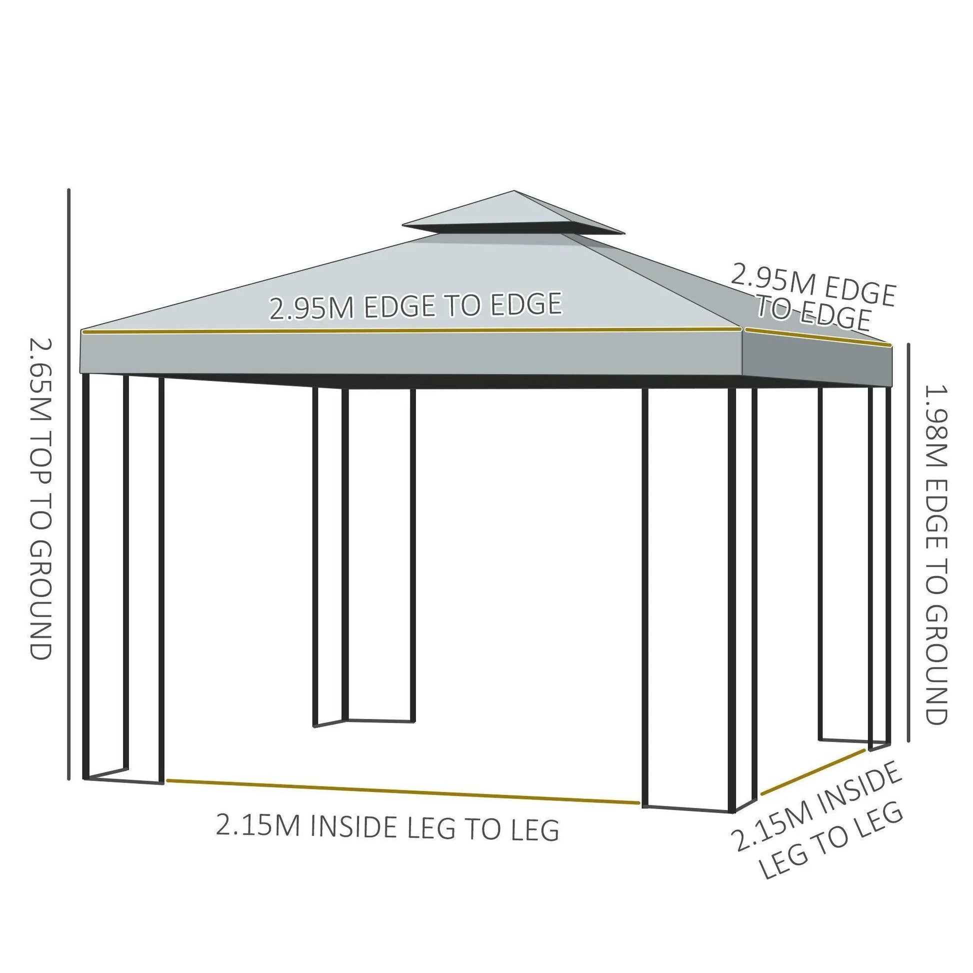 Outsunny Metal Gazebo Canopy - Dark Grey - ALL4U RETAILER LTD