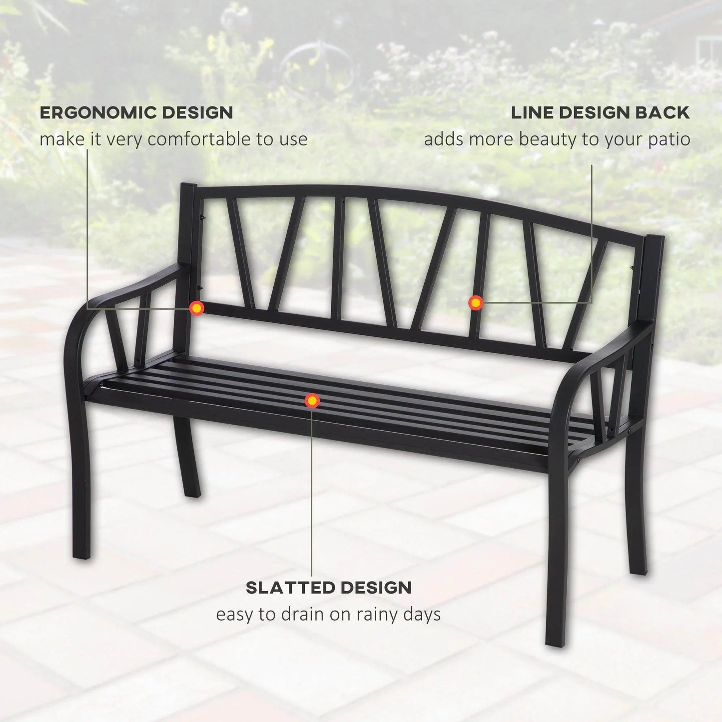 Outsunny Metal Loveseat for Patio - 2-Seater Garden Bench - ALL4U RETAILER LTD