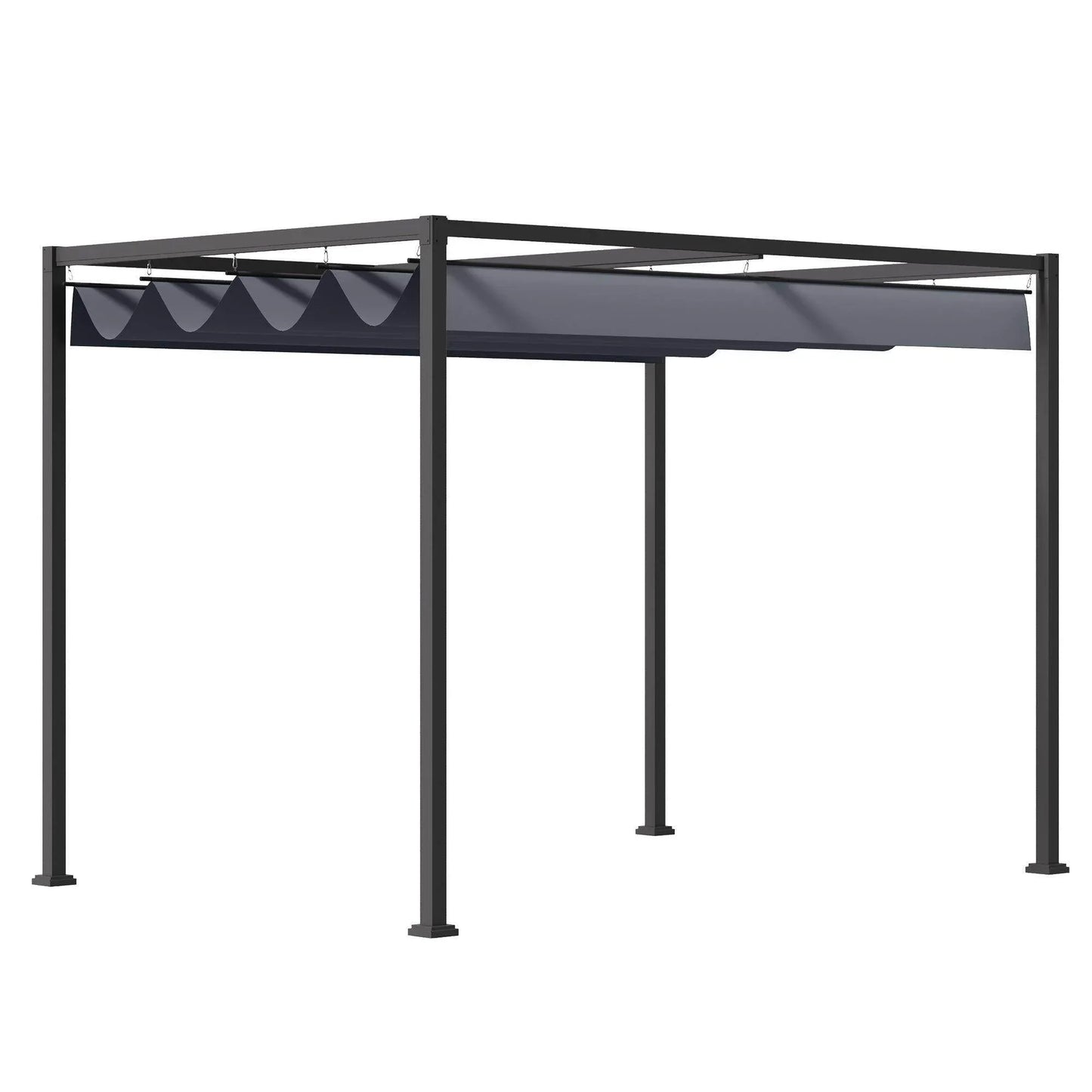 Outsunny Metal Pergola Gazebo - 4x3m - Retractable Canopy - ALL4U RETAILER LTD
