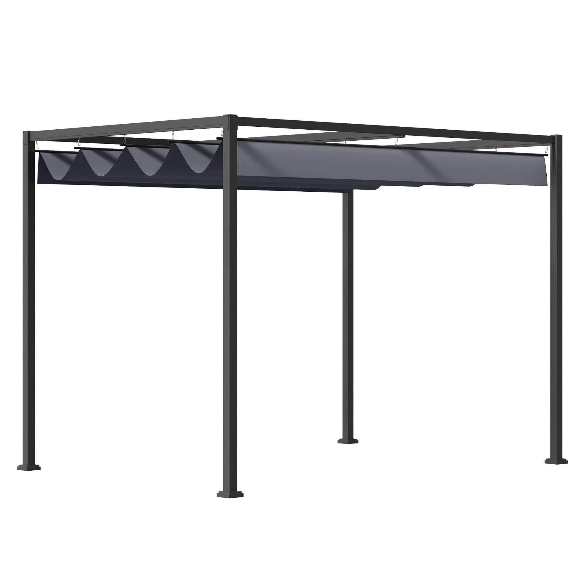 Outsunny Metal Pergola Gazebo - 4x3m - Retractable Canopy - ALL4U RETAILER LTD