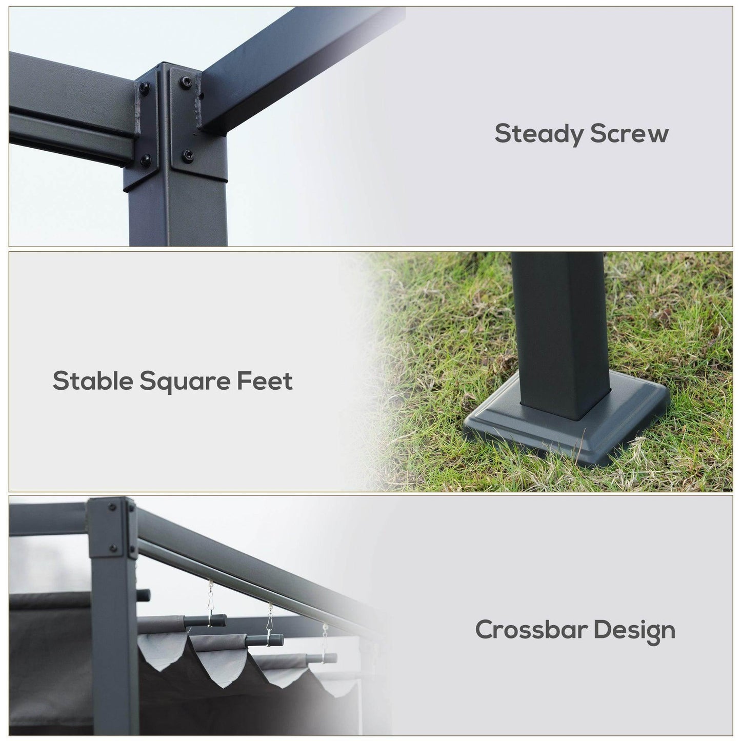 Outsunny Metal Pergola Gazebo - 4x3m - Retractable Canopy - ALL4U RETAILER LTD