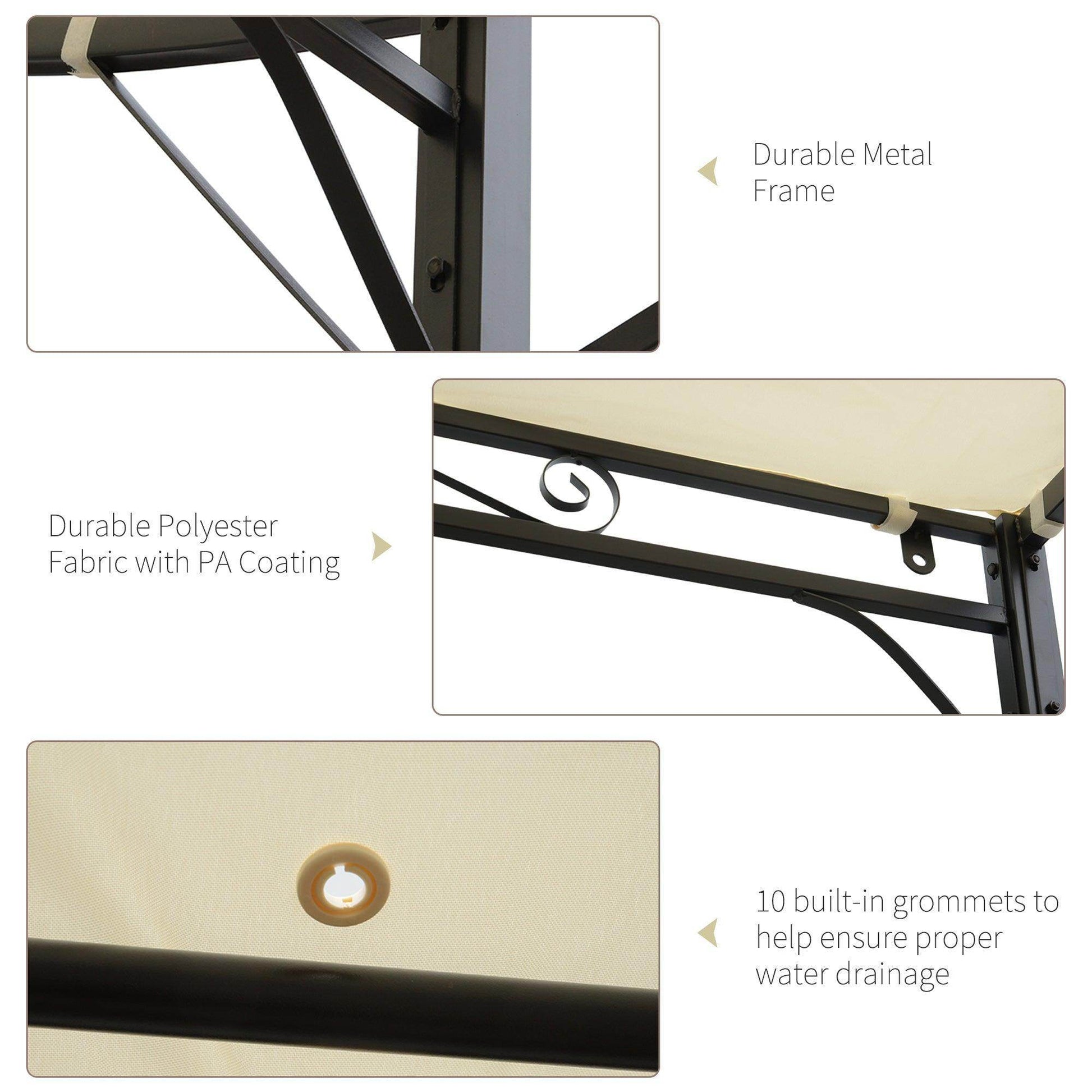 Outsunny Metal Pergola with Wall Mount - Cream White - ALL4U RETAILER LTD