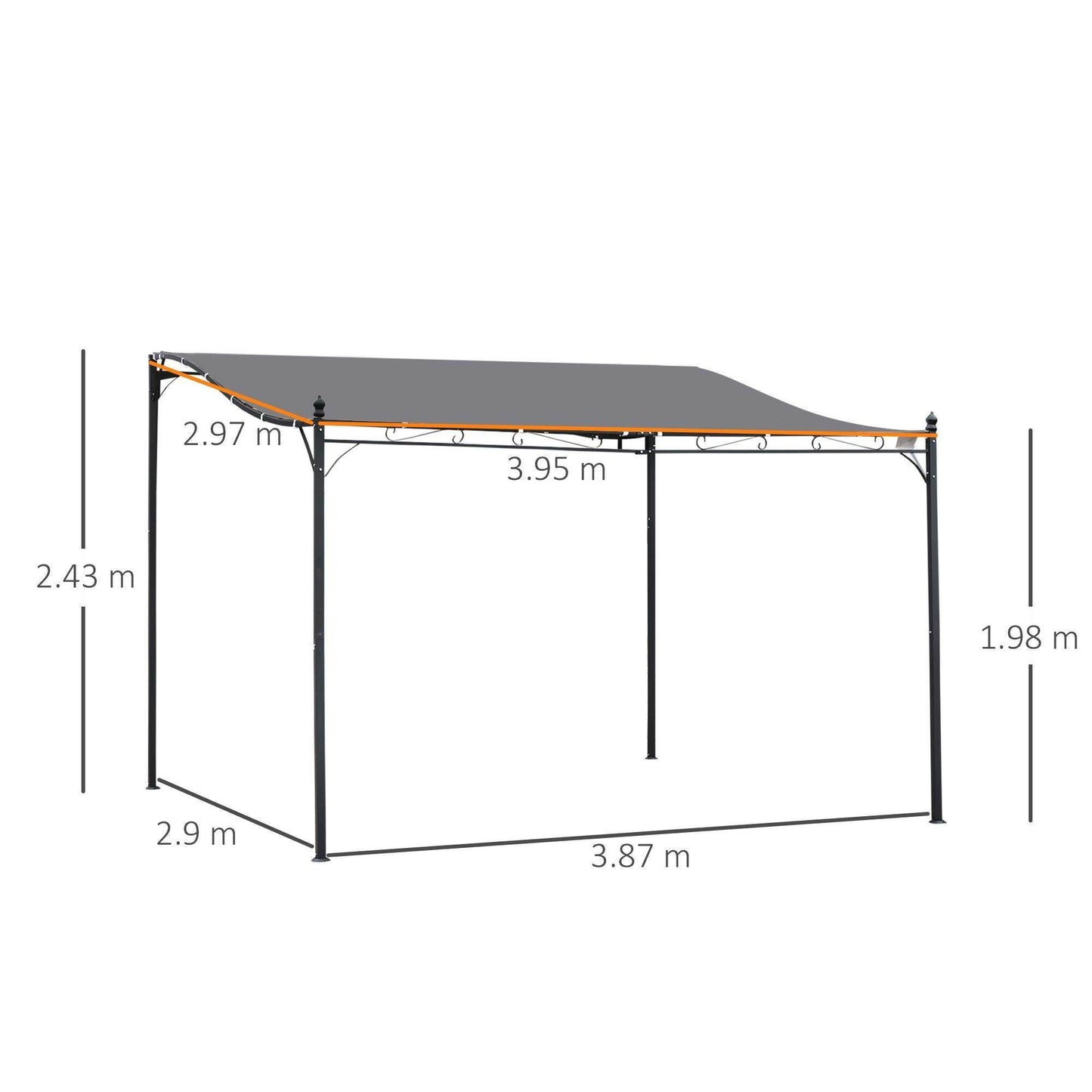 Outsunny Metal Wall Gazebo - 4x3m Shelter - ALL4U RETAILER LTD