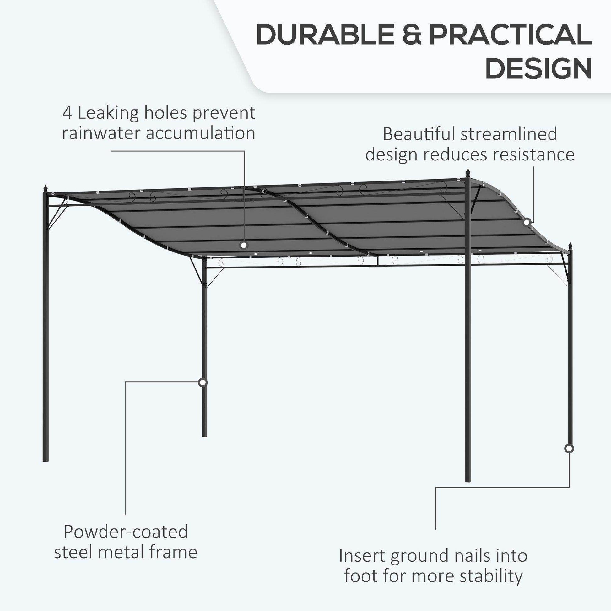 Outsunny Metal Wall Gazebo - 4x3m Shelter - ALL4U RETAILER LTD