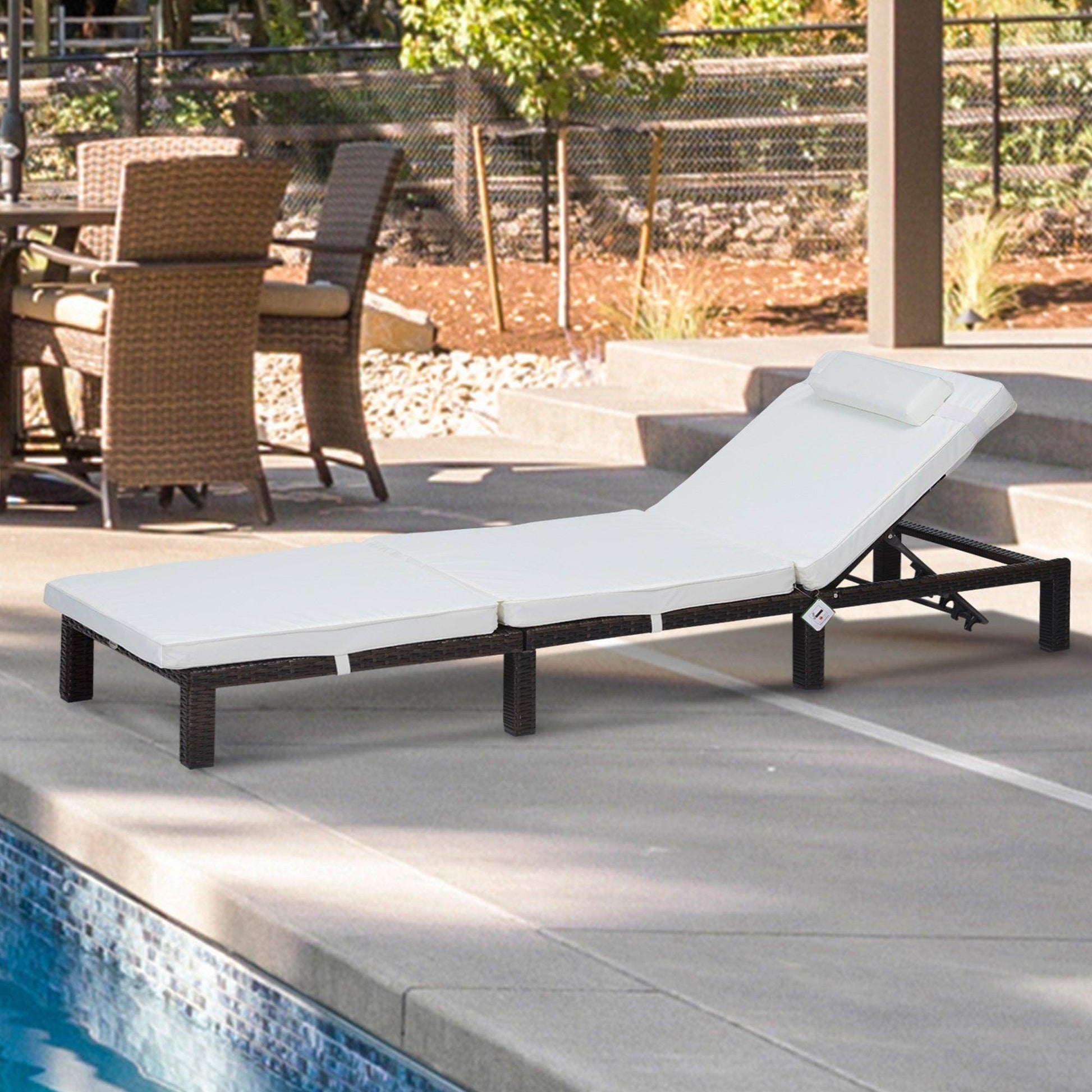 Outsunny Mixed Brown PE Rattan Sun Lounger - ALL4U RETAILER LTD