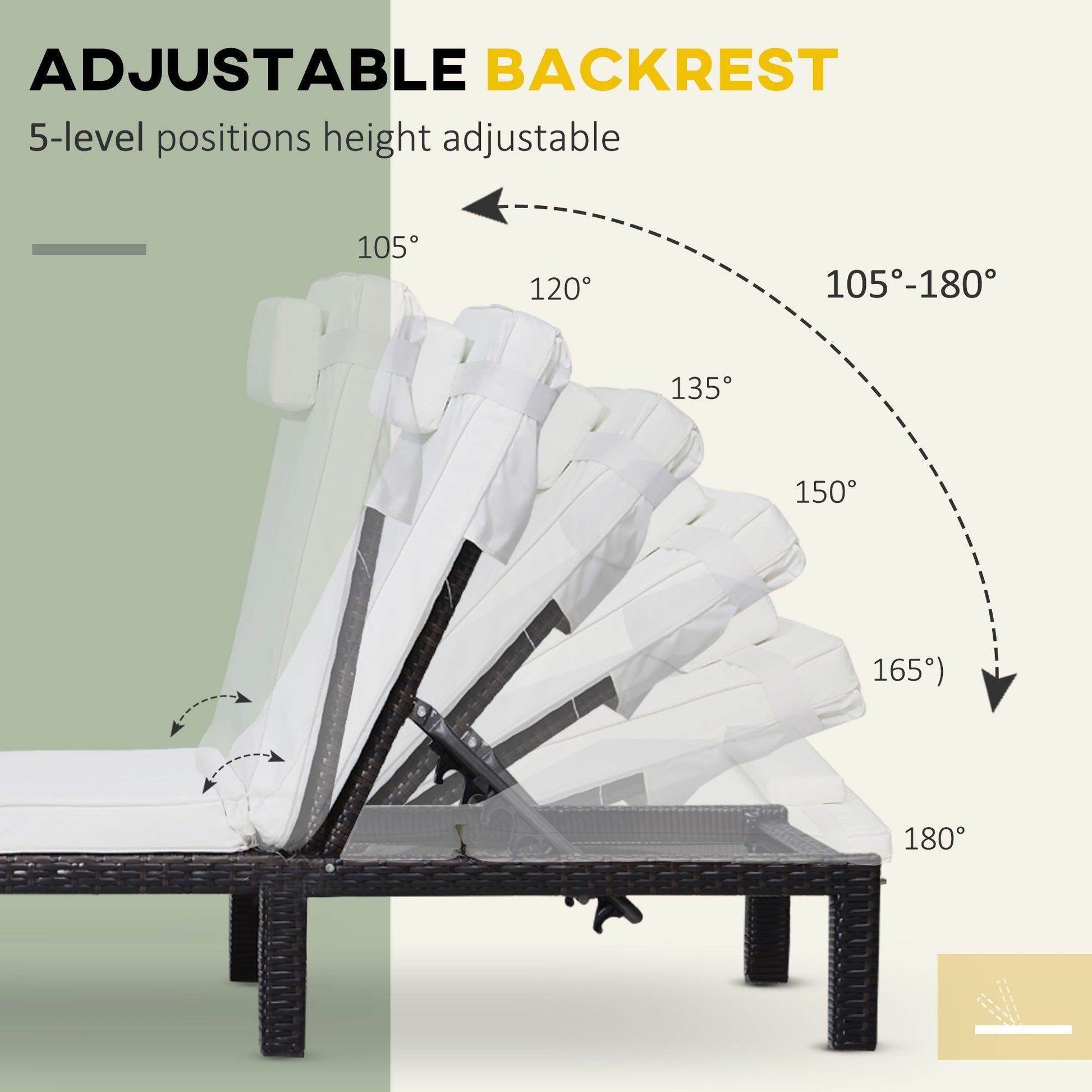 Outsunny Mixed Brown PE Rattan Sun Lounger - ALL4U RETAILER LTD