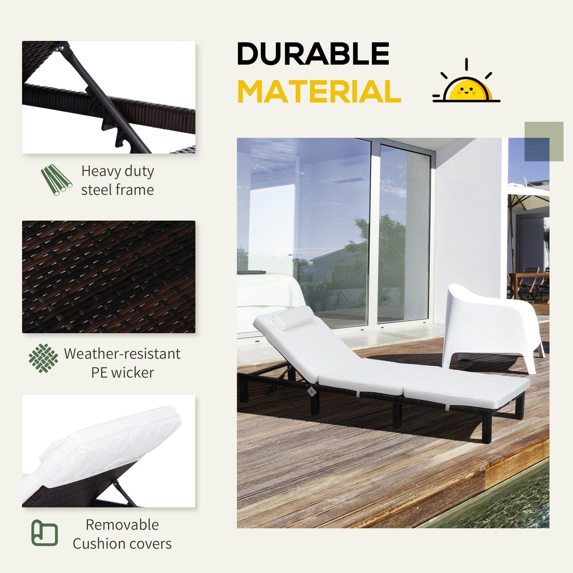 Outsunny Mixed Brown PE Rattan Sun Lounger - ALL4U RETAILER LTD