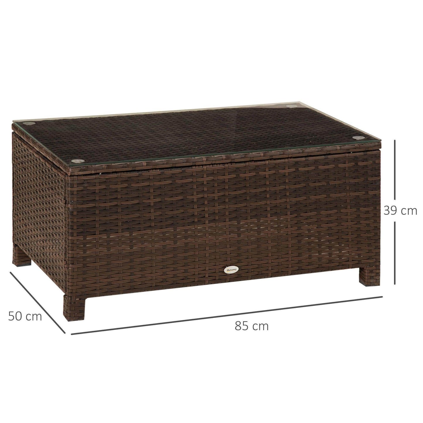 Outsunny Mixed Brown Rattan Coffee Table - ALL4U RETAILER LTD