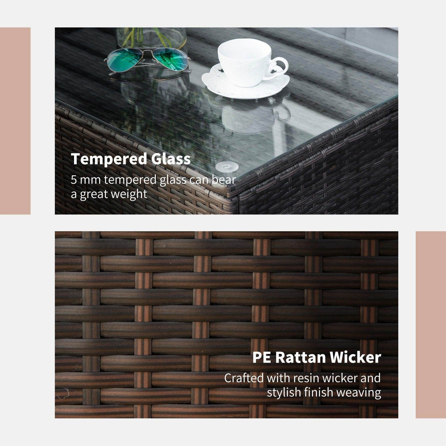 Outsunny Mixed Brown Rattan Coffee Table - ALL4U RETAILER LTD