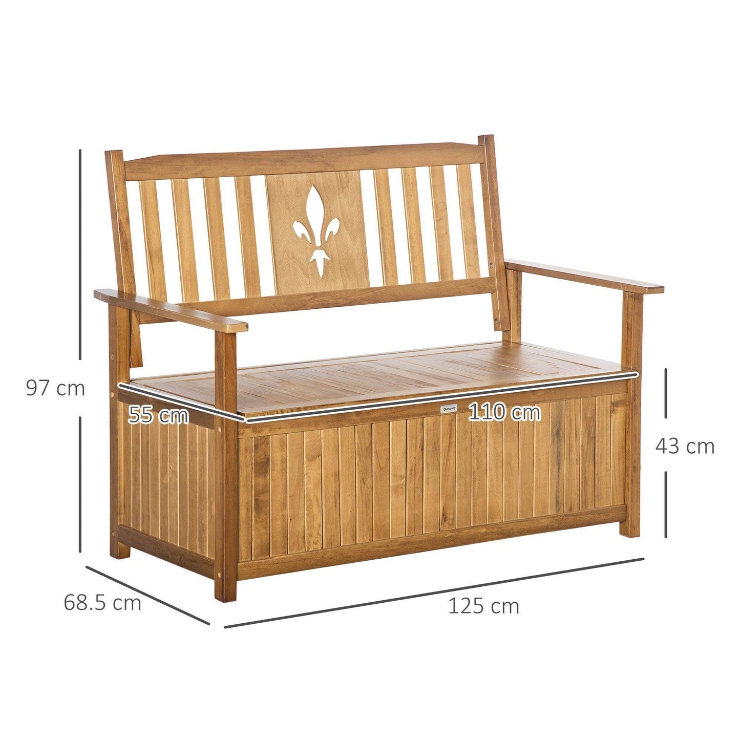 Outsunny Natural Wood Outdoor Storage Bench - Seating Furniture - ALL4U RETAILER LTD